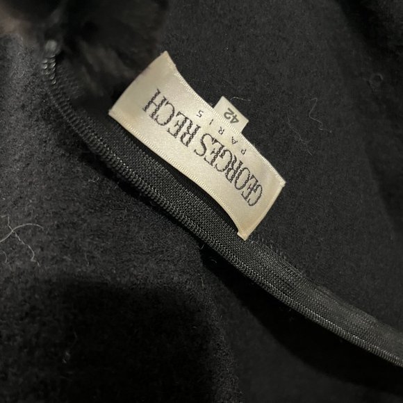 GEORGES RECH of Paris Black Sheath with Fur Trim - Picture 4 of 6